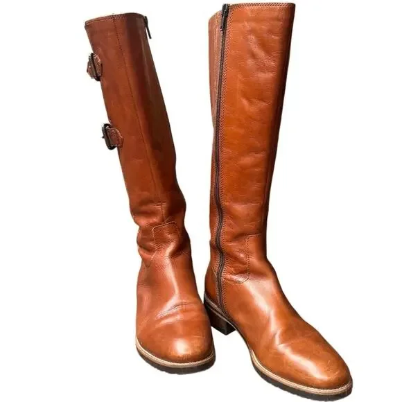 Clarks Women's Leather Riding Boots - Adjustable Buckled Straps 6.5 - Picture 1 of 8